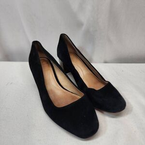 J. Jill Shoes 9 Black Suede Pump Slip On Leather Career Tortoiseshell Heel